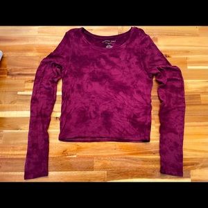 American Eagle Purple Crop Tie Dye Top Size S